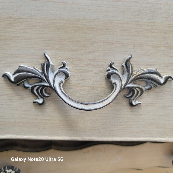 Vintage French Provencial Drawer Pull Handle 6" long 3" screw on centers METAL - Picture 1 of 4